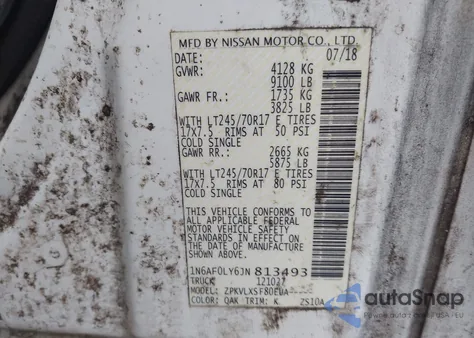 2018 Nissan Nv Cargo Nv2500 Hd Sv V8 from USA, damaged, VIN 1N6AF0LY6JN813493